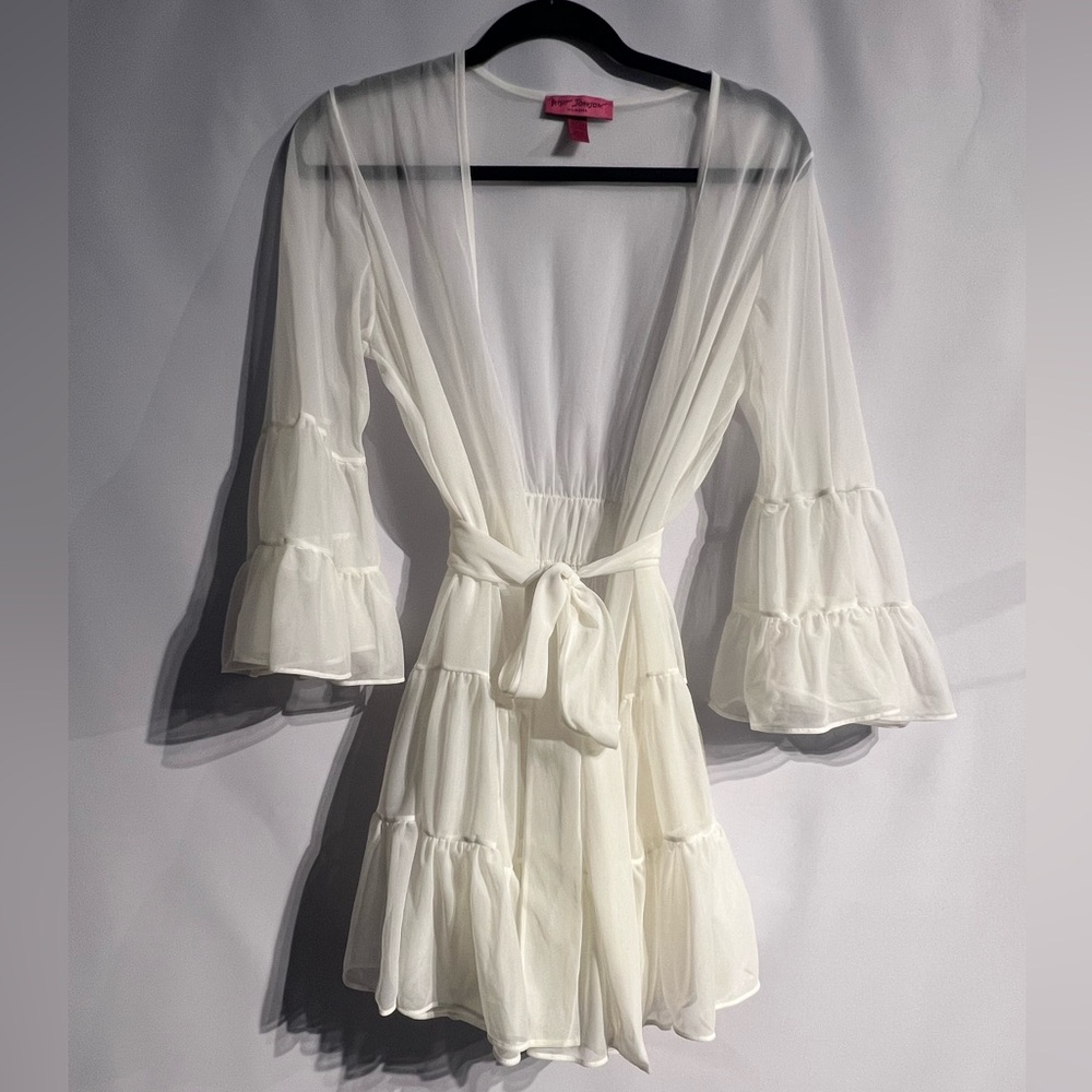 Betsey Johnson White Sheer Ruffle Romper
